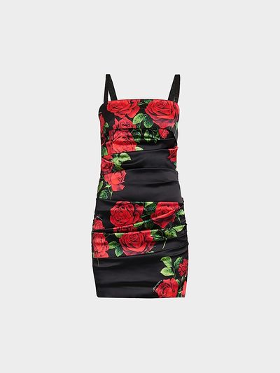 Dolce & Gabbana Women's Floral Stretch-Silk Ruched Minidress