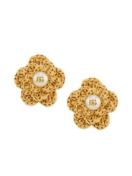 Dolce & Gabbana Women's Flower Goldtone, Raffia & Imitation Pearl Clip-On Earrings