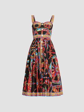 Dolce & Gabbana Women's Geometric Cotton Sweetheart Midi-Dress