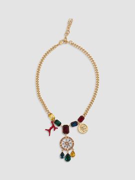 Dolce & Gabbana Women's Goldtone & Glass Crystal Charm Necklace