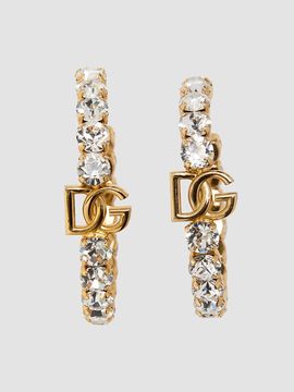 Dolce & Gabbana Women's Goldtone & Glass Crystal Monogram Hoop Earrings