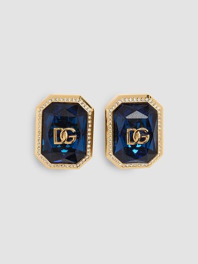 Dolce & Gabbana Women's Goldtone & Glass Crystal Monogram Stud Earrings