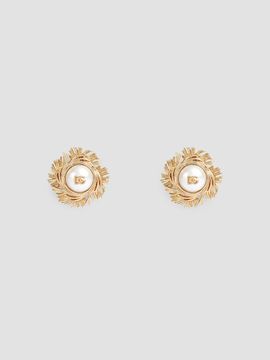 Dolce & Gabbana Women's Goldtone & Imitation Pearl Logo Clip-On Earrings