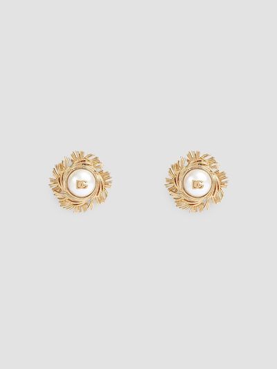 Dolce & Gabbana Women's Goldtone & Imitation Pearl Logo Clip-On Earrings