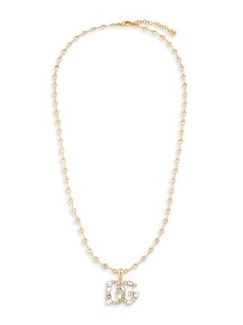 Dolce & Gabbana Women's Goldtone & Rhinestone Logo Pendant Necklace