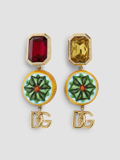 Dolce & Gabbana Women's Goldtone, Glass Crystal & Resin Mismatched Clip-On Drop Earrings