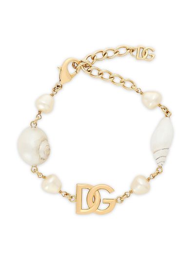 Dolce & Gabbana Women's Goldtone, Imitation Pearl & Shell Monogram Bracelet/6.3-7.9"