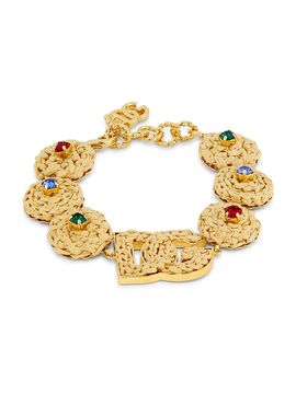 Dolce & Gabbana Women's Goldtone, Raffia & Glass Crystal Monogram Bracelet