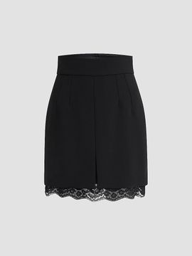 Dolce & Gabbana Women's Lace-Hemmed Wool Mini Skirt