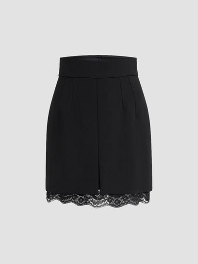 Dolce & Gabbana Women's Lace-Hemmed Wool Mini Skirt