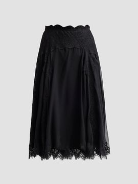 Dolce & Gabbana Women's Lace-Trim Silk-Cotton Midi Skirt
