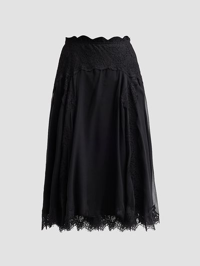 Dolce & Gabbana Women's Lace-Trim Silk-Cotton Midi Skirt