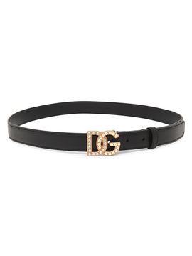 Dolce & Gabbana Women's Leather Logo Buckle Belt