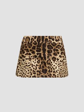Dolce & Gabbana Women's Leopard-Print Cotton-Blend Mini Skirt