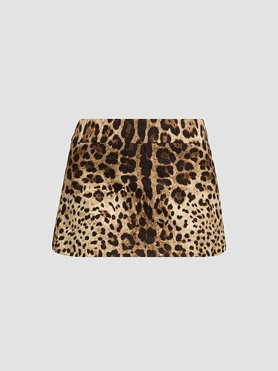 Dolce & Gabbana Women's Leopard-Print Cotton-Blend Mini Skirt