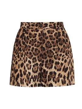 Dolce & Gabbana Women's Leopard-Print Cotton High-Rise Shorts