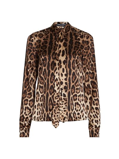 Dolce & Gabbana Women's Leopard-Print Silk Shirt