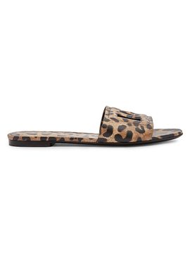 Dolce & Gabbana Women's Logo Cut Out Leopard-Print Leather Sandals