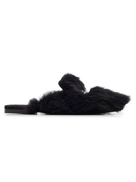 Dolce & Gabbana Women's Logo Dyed Lamb Hair Mules