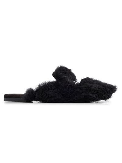 Dolce & Gabbana Women's Logo Dyed Lamb Hair Mules