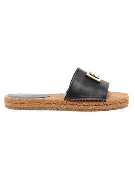 Dolce & Gabbana Women's Logo Leather Flat Espadrille Sandals