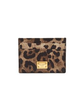 Dolce & Gabbana Women's Logo Leopard-Print Leather Card Case