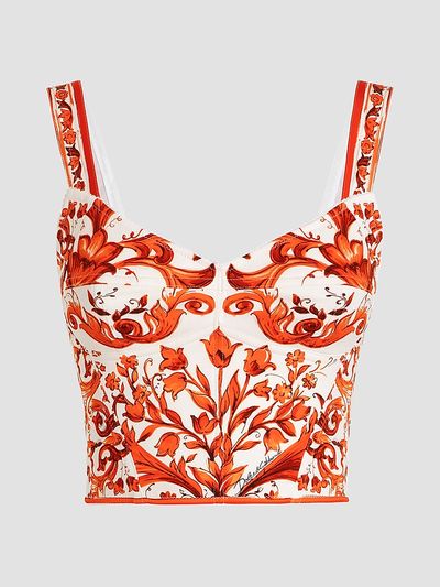 Dolce & Gabbana Women's Maiolica Silk-Blend Corset Top