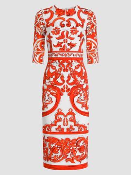 Dolce & Gabbana Women's Majolica Silk-Blend Midi Dress