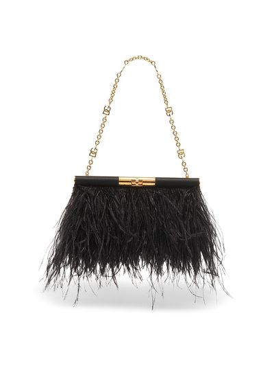 Dolce & Gabbana Women's Medium Marlene Ostrich Feather Shoulder Bag