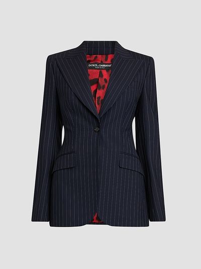 Dolce & Gabbana Women's Pinstriped Stretch Virgin-Wool Single-Breasted Blazer