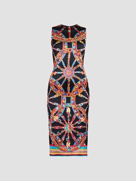 Dolce & Gabbana Women's Printed Satin Sheath Midi Dress