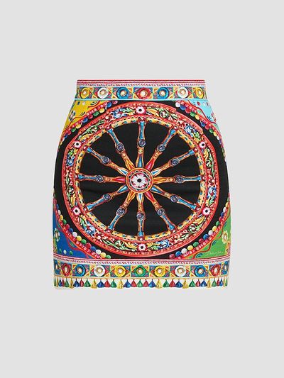 Dolce & Gabbana Women's Printed Stretch Cotton Mini Skirt
