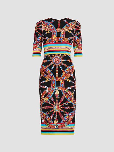 Dolce & Gabbana Women's Printed Stretch Silk Midi Dress