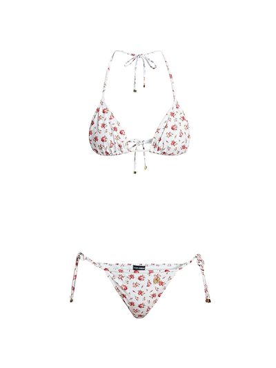 Dolce & Gabbana Women's Rose-Print Triangle Bikini