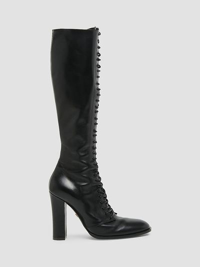 Dolce & Gabbana Women's Round Toe 90MM Leather Knee-High Boots