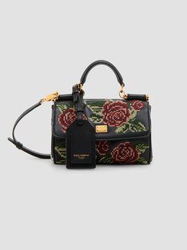Dolce & Gabbana Women's Sicily Floral Embroidered Top Handle Bag