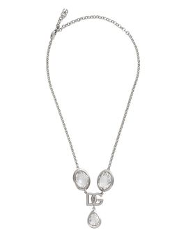Dolce & Gabbana Women's Silvertone & Crystal Logo Chain Necklace