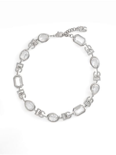 Dolce & Gabbana Women's Silvertone & Crystal Logo Necklace