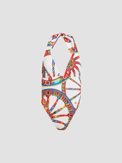 Dolce & Gabbana Women's St. Carretto Halter One-Piece Swimsuit