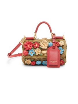 Dolce & Gabbana Women's Woven Embellished Top Handle Bag