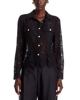 Dolce Cabo Dolce Cabo Lace Faux Pearl Button Front Top