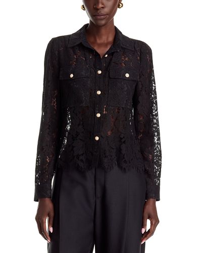 Dolce Cabo Dolce Cabo Lace Faux Pearl Button Front Top