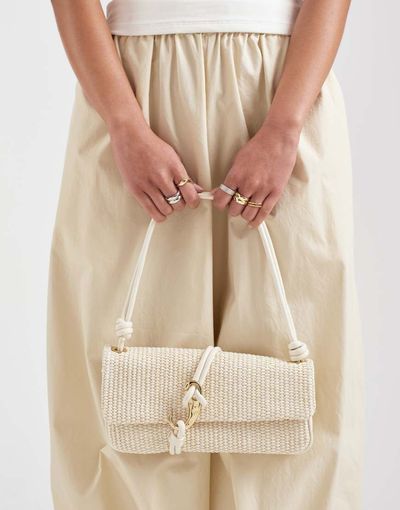 Dolce Vita Dolce Vita Alice woven shoulder bag with gold-tone hardware in cream-White