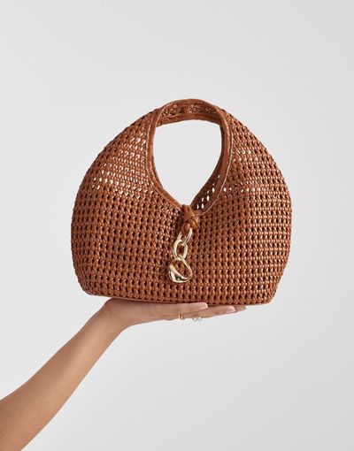 Dolce Vita Dolce Vita Dahlia woven clutch purse with gold-tone hardware in tan-Brown