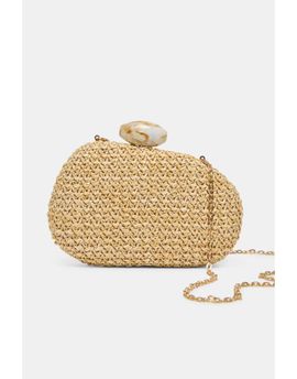 Dolce Vita Dolce Vita Dionne hard case raffia clutch purse with resin detailing in natural-Neutral