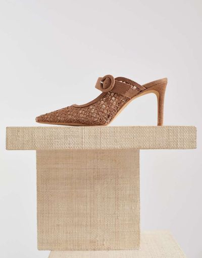 Dolce Vita Dolce Vita Keekee macramé pointed toe heels in tan-Brown