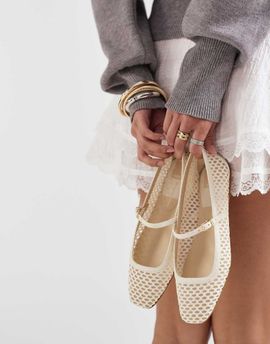 Dolce Vita Dolce Vita Reyes mesh ballet flats in cream-White