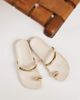 Dolce Vita Dolce Vita Sayah toe loop sandals with gold hardware in cream leather-Neutral - 3