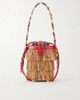 DOLCE&GABBANA Capri fringed leather and twill-trimmed raffia bucket bag - 1