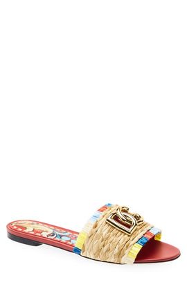 Dolce&Gabbana Dolce&Gabbana Bianca Raffia Fringe Slide Sandal
